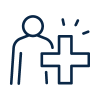 Icon of a person next to a medical cross showing that there are health insurance benefits.