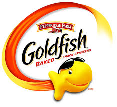 Goldfish logotype with goldfish mascot