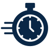 Icon of a stopwatch depicting fast turnaround