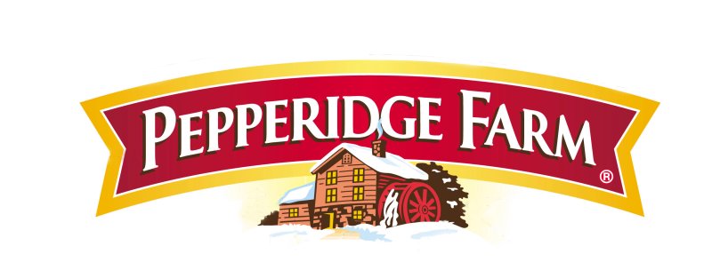 Pepperidge farm logotype with a log house and mill