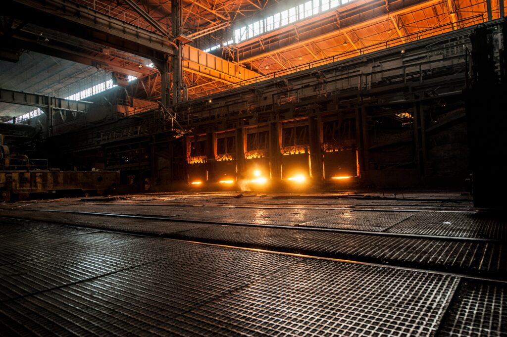 Large furnace in warehouse.